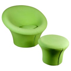 Green apple mushroom armchair and ottoman by Pierre Paulin for Artifort, 1990s