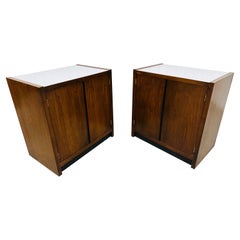 Mid-Century Modern Lane Walnut Record Cabinets - Set of 2