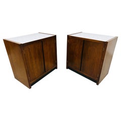 Vintage Mid-Century Modern Lane Walnut Record Cabinets - Set of 2
