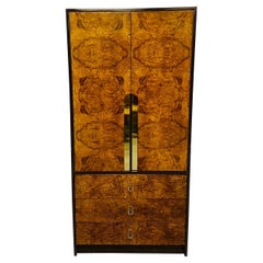 Mid-Century Modern Milo Baughman Style Burled Wood Armoire