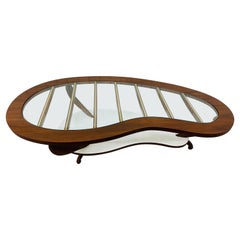 Mid-Century Modern Walnut Kidney Shaped Coffee Table