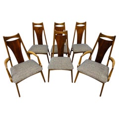 Mid-Century Modern Young Manufacturing Walnut Dining Chairs - Set of 6