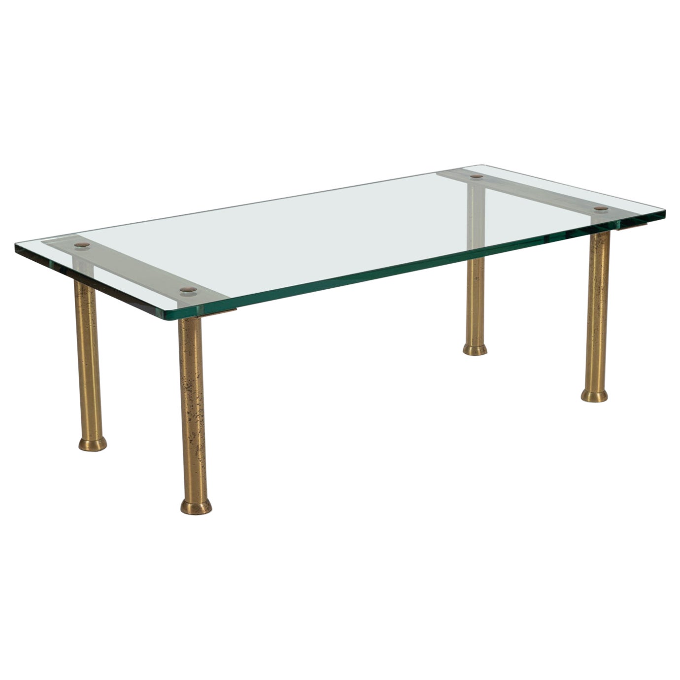 Couchtisch aus Messing und Glas im Stil von Fontana Arte