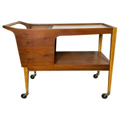 Arthur Umanoff Rolling Server Bar Cart  . Walnut & Laminate with Tambour door
