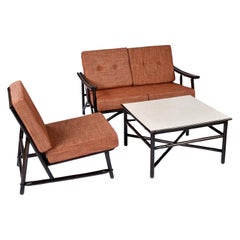 John Wisner para Ficks Reed Sofá modular de ratán con mesa auxiliar Far Horizons