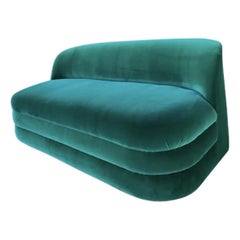 Divano imbottito verde smeraldo degli anni '70 di Paul Evans per Directional