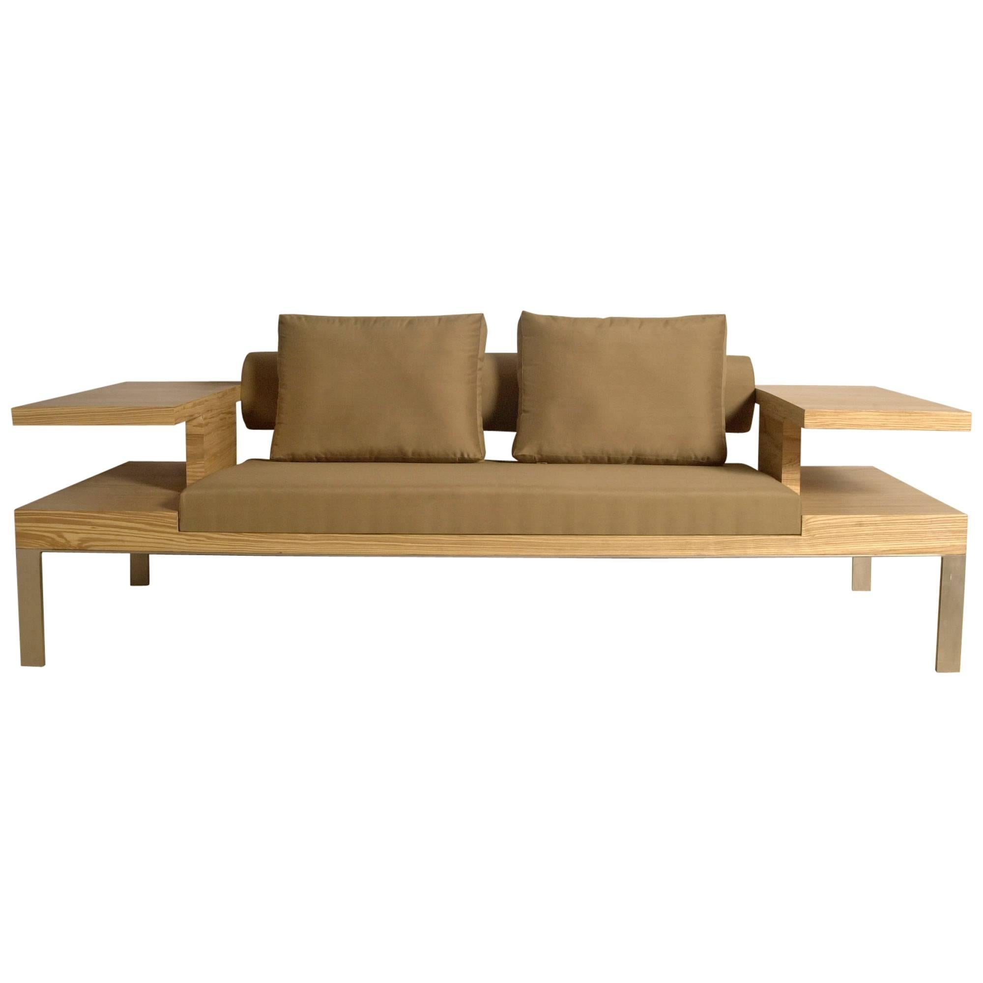 Sofa „Horizon“ aus Eschenholz-Olive-Holz  von Aymeric Lefort im Angebot