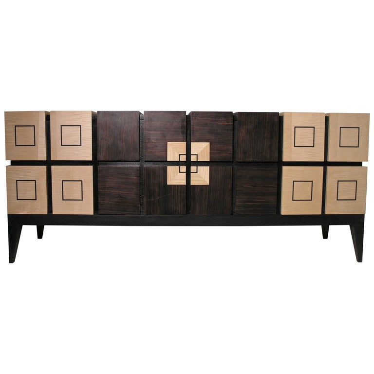 Chest of Drawers “Bar” in Sycomore and Ebony by Aymeric Lefort For Sale