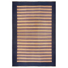 Mid-20th Century Striped Indian Dhurrie Rug