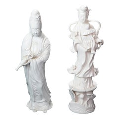Paire de statuettes de Shiva vintage en porcelaine blanche de Chine, vers 1930