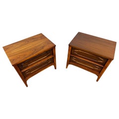 Mid-Century Modern Kent Coffey Walnut Nightstands - Set of 2