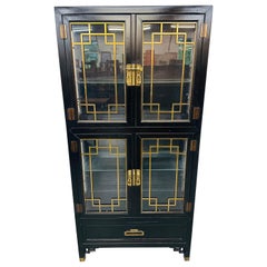 Vintage Century Furniture Black Lacquered Display Cabinet