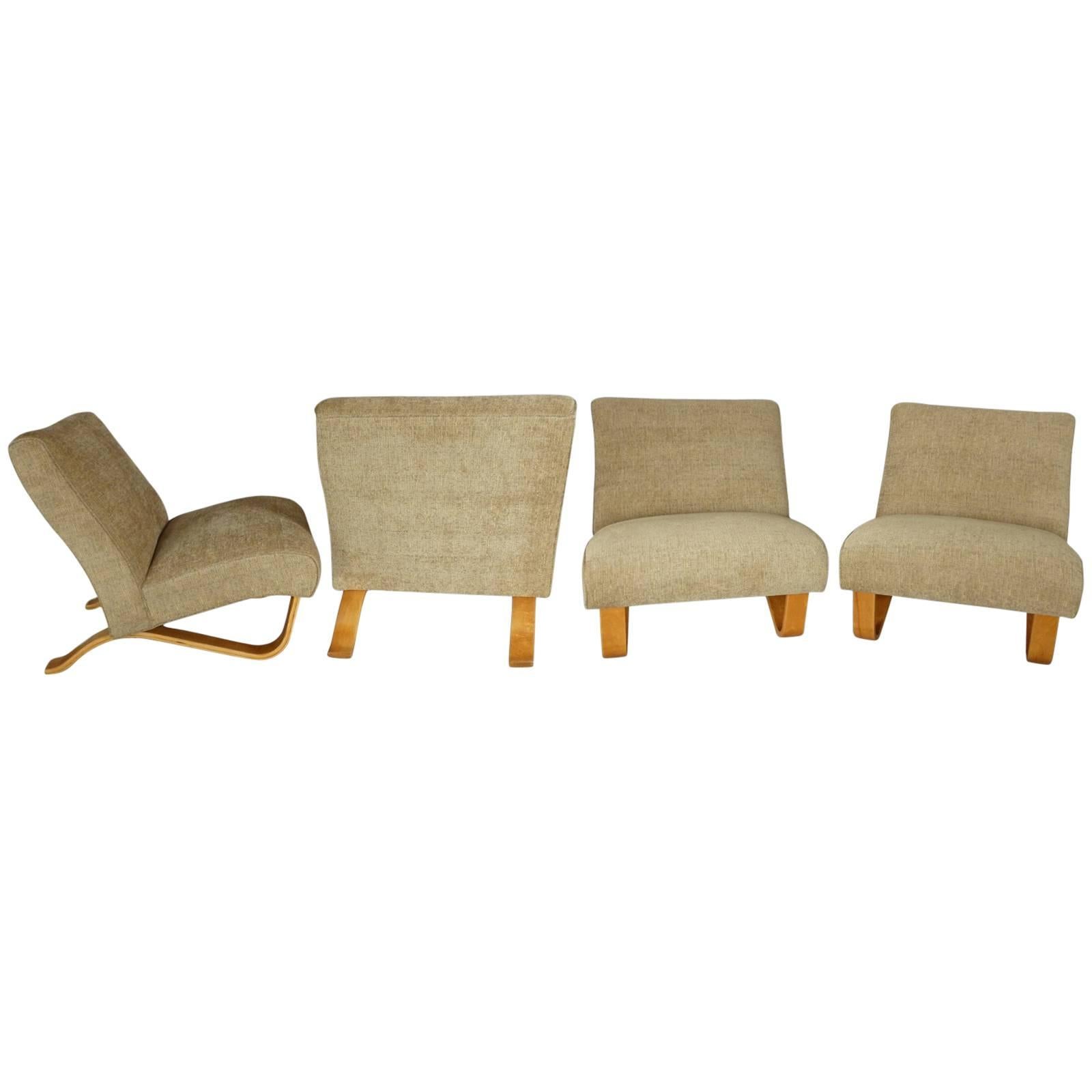 Set of Four Alvar Aalto Attributed Armless Lounge Chairs