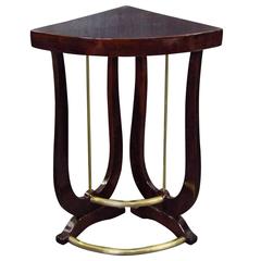 Lyra Shaped Art Deco Side Table Rosewood, France, 1930