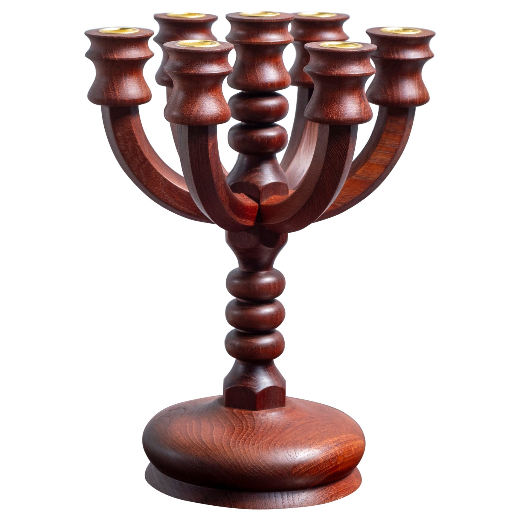 Candelabro de teca de mediados de siglo para 7 velas, Dinamarca