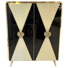 Murano Glass and Brass Side Cabinet
