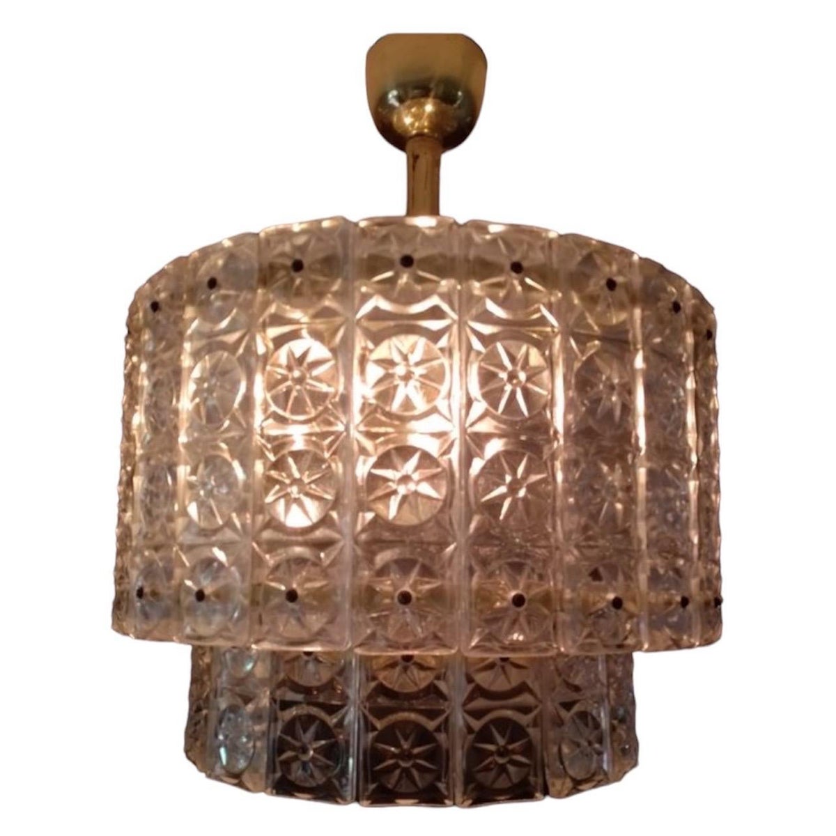 Kinkeldey Chandelier Glass Cristal with brass structure , Austria, 1960