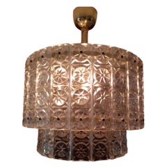 Kinkeldey Chandelier Glass Cristal with brass structure , Austria, 1960