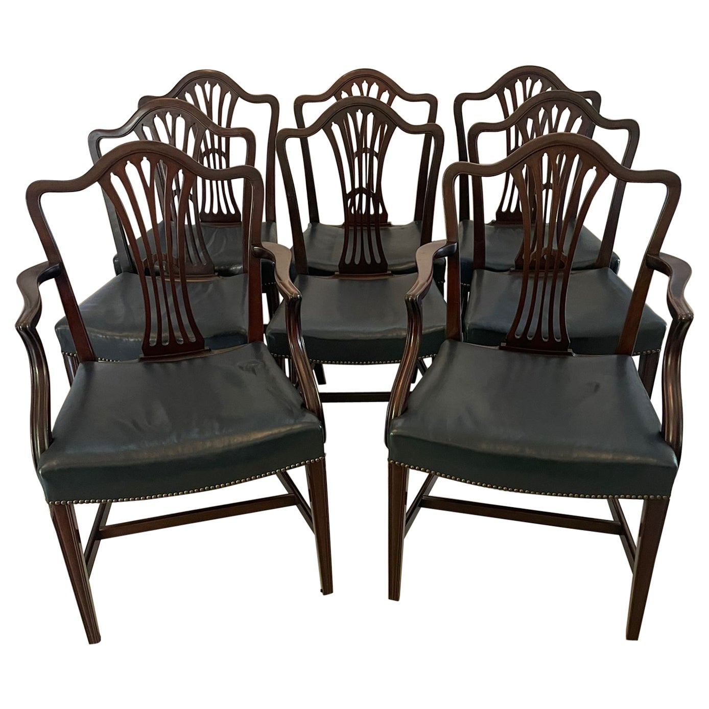 Antiguo Juego Jorge III de 8 Sillas de Comedor de Caoba de Calidad