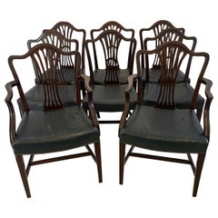 Antique George III Set of 8 Quality Mahogany Dining Chairs 