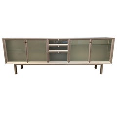 Pandora’ sideboard in glass and metal, designed by Antonia Astori, circa 1990