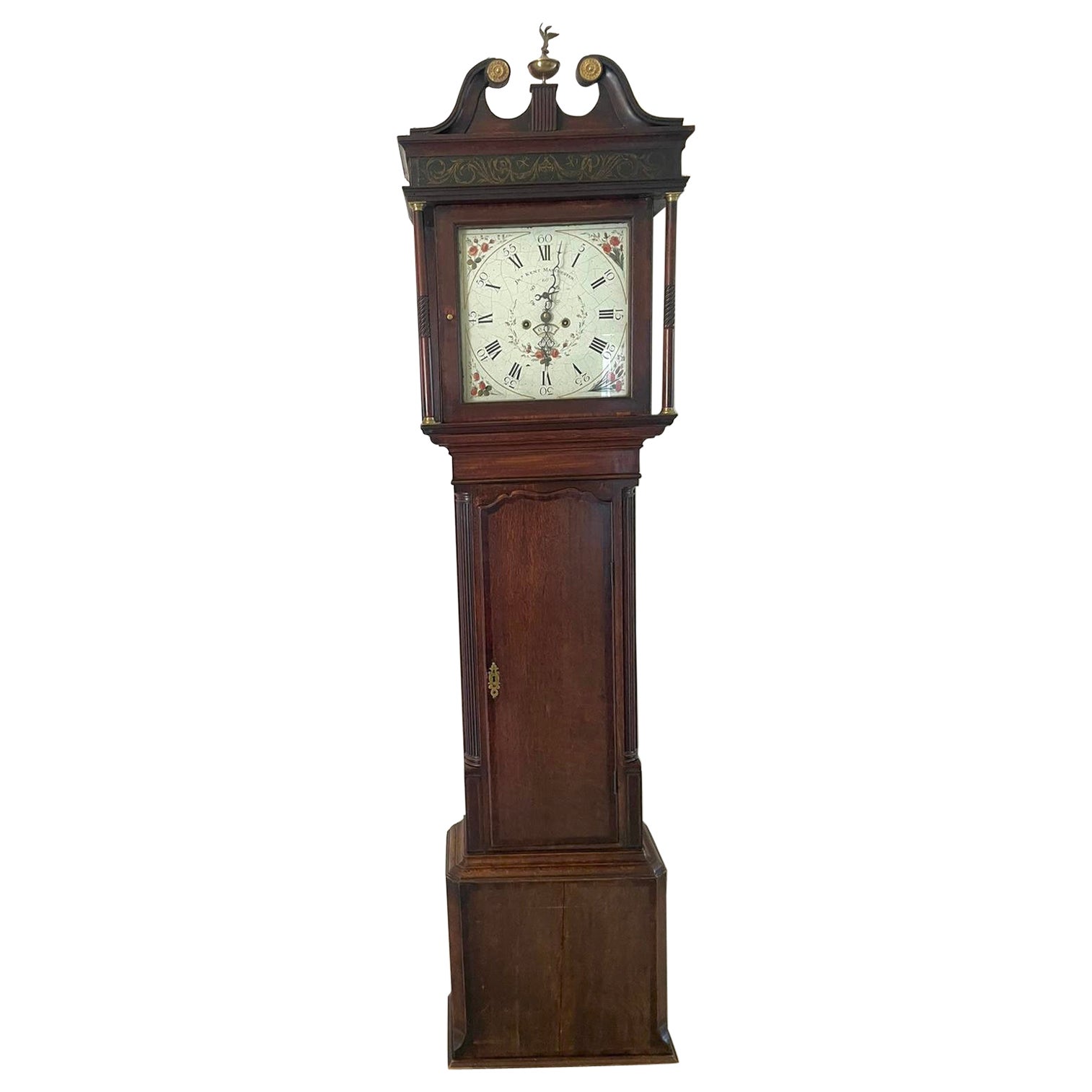 Antiguo Reloj de caja larga de ocho días de roble Jorge III