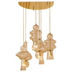 Brass suspension with blown Murano glass by Studio Glustin