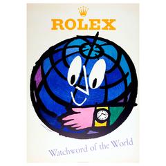 Original Vintage Advertising Poster by Leupin for Rolex, Watchword of the World