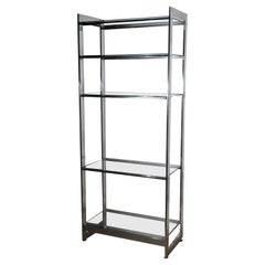 Aluminum and Glass  Etagere with Five Glass Shelves c. 1970’s