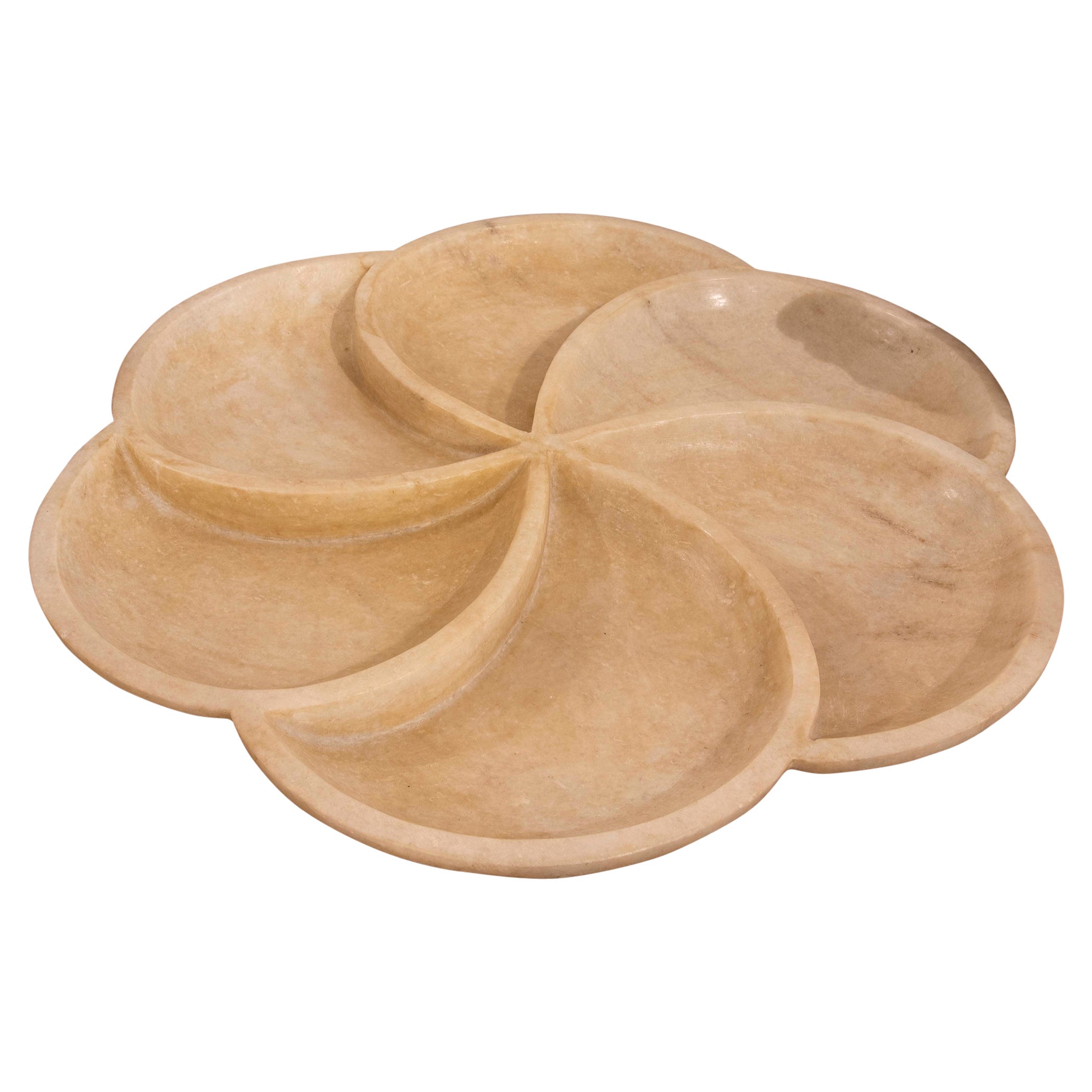 Hand Carved Marble Plate with Rounded Forms