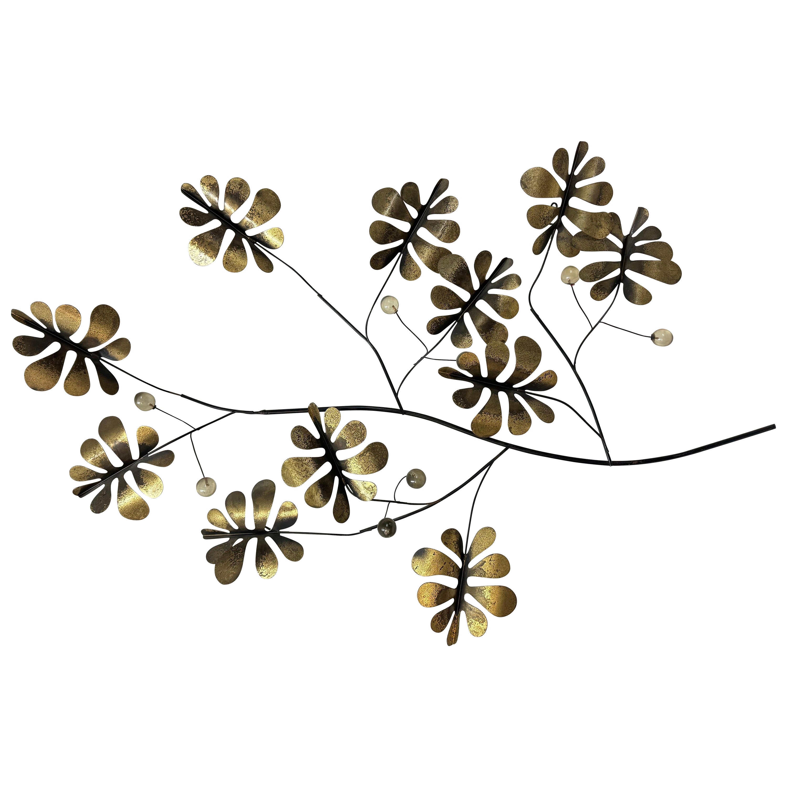 Rare 1970's  Signed Curtis Jere Wall Sculpture of Tree Branch