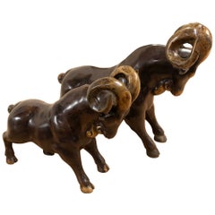 Pair of Bronze Goat Sculptures in Two Sizes