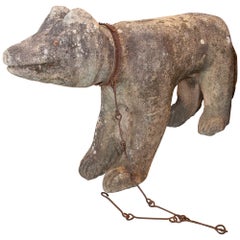 17th Iron Carved Sculpture of Dog in Granite with Details, Portugal