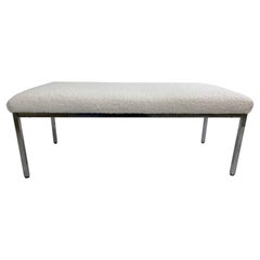 Mid-century modern chrome upholstered bench after Milo Baughman