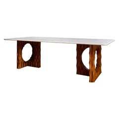 Dining table in wood and travertine stone by Studio Glustin