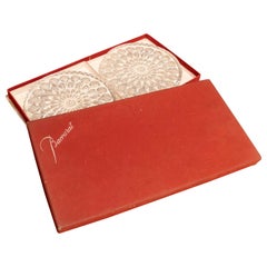 1950s Pair of Baccarat Crystal Wine Bottle Plates with Case