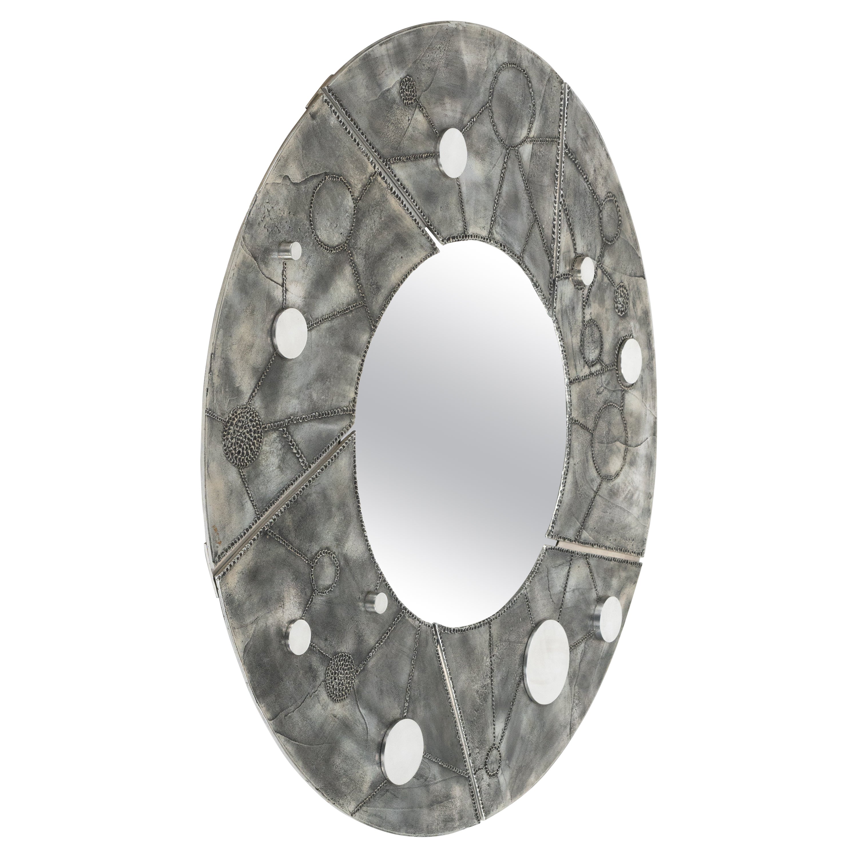 Runder Wandspiegel aus Aluminium und Stahl von Bianca Garinei für Banci, Italien 1970er Jahre