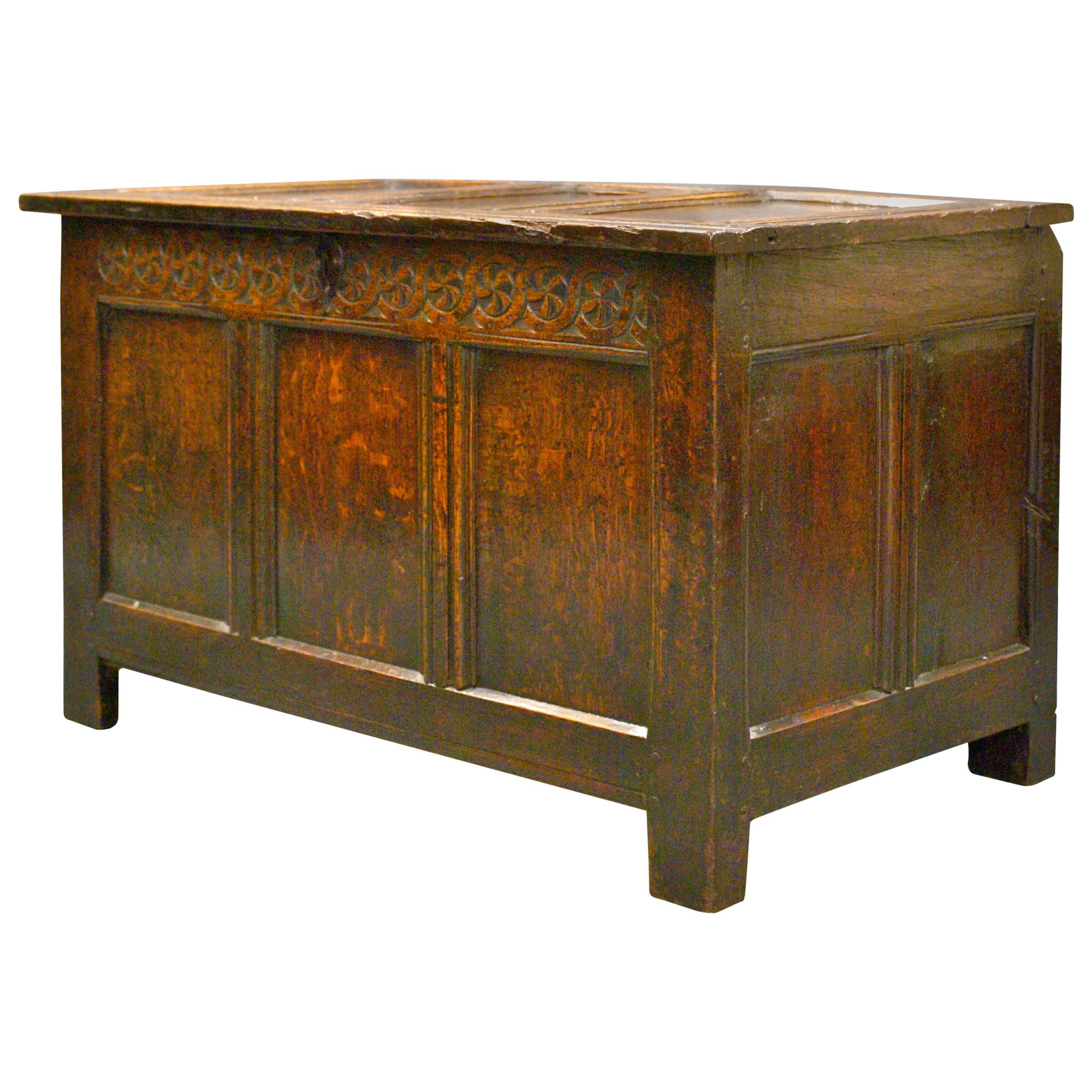 Late 17th Century, Charles II, Oak Joined Coffer For Sale