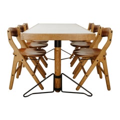 1980's table and 6 chairs, by French designer Marc Held
