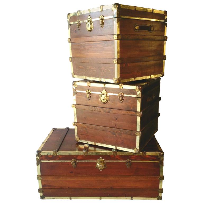 SOLD - Vintage / Industrial Steamer Trunk Coffee Table