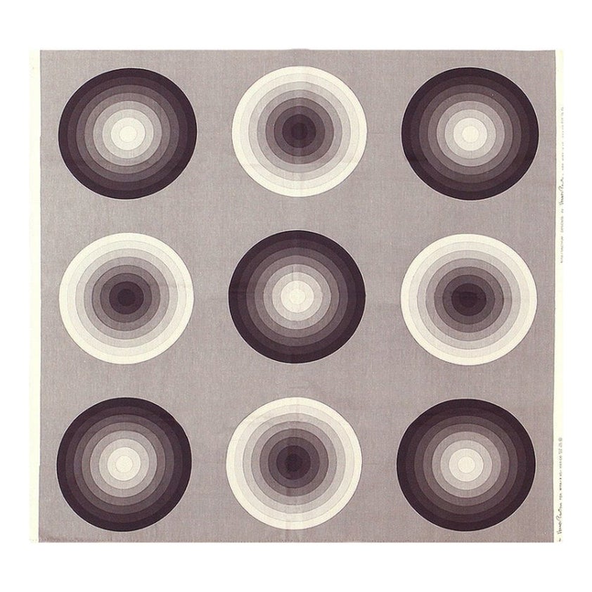 Grey Vintage “Kreis” Design Verner Panton Mid Century Modern Textile 3'9" x 4'1"