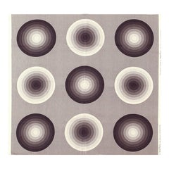 Grey Vintage “Kreis” Design Verner Panton Mid Century Modern Textile 3'9" x 4'1"