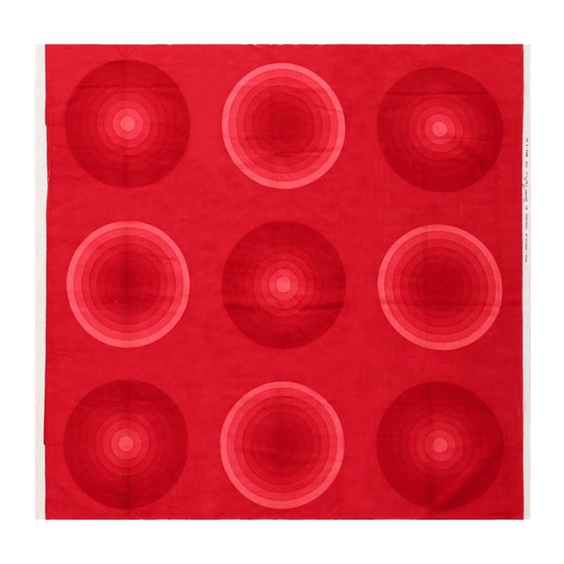 Vintage Mid-Century Modern Verner Panton Kreis Textile in Red 3'10" x 3'10" en vente