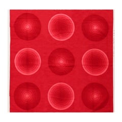 Vintage Mid-Century Modern Verner Panton Kreis Textil in Rot 3'10" x 3'10"