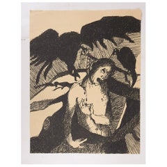 Late 20th Century Graphic Surreal Dantesque Illustration Drawing