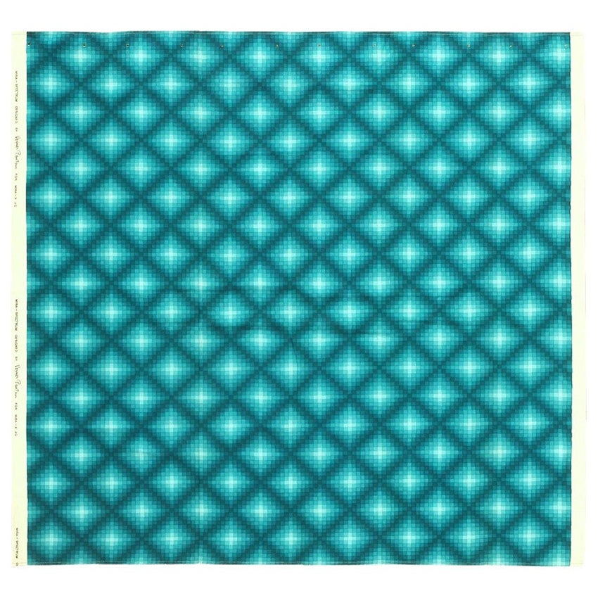 Vintage Scandinavian Verner Panton Teal Color “checkers II” Textile 4' x 4'