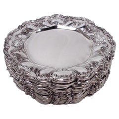 Set of 12 Gorham Chantilly Sterling Silver Bread & Butter Plates