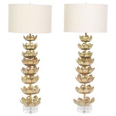 Brass Lotus Table Lamps 4