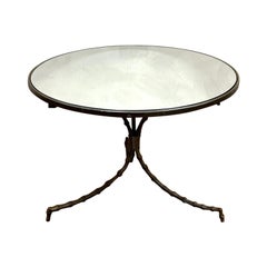 Faux Bamboo Brass and Mirror Large Coffee Table Maison Jansen