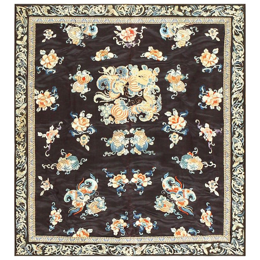 Beautiful and Fine Antique Chinese Textile 3'2" x 3'7" For Sale